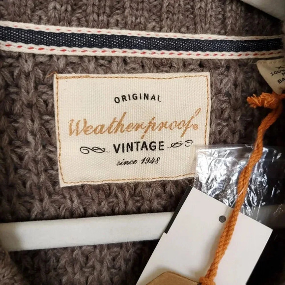 Weatherproof Vintage Men Sweater Size XXL Brown Toggle Shawl Collar Pullover NWT - Picture 3 of 12